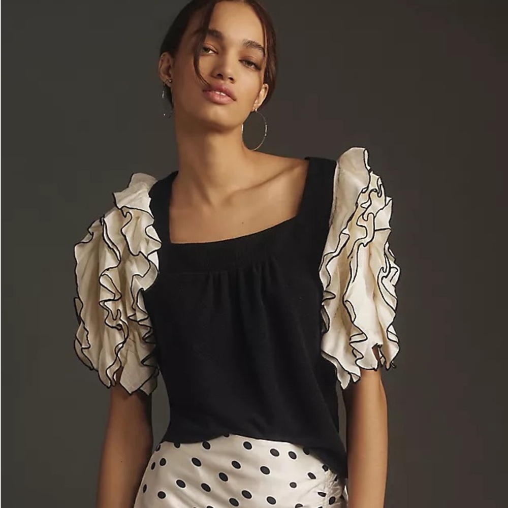 Sunday in Brooklyn Square-Neck Ruffle-Sleeve Babydoll Top